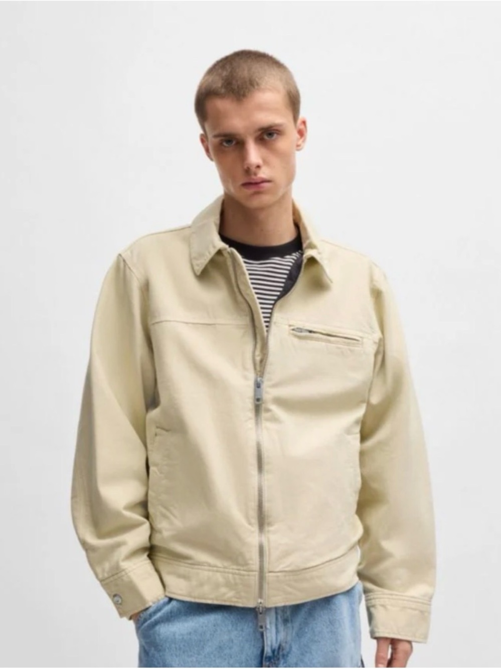 Hugo Boss Regular Fit Utility Natural Cotton Canvas Jacket Men’s Size XXL Beige - Picture 3 of 16